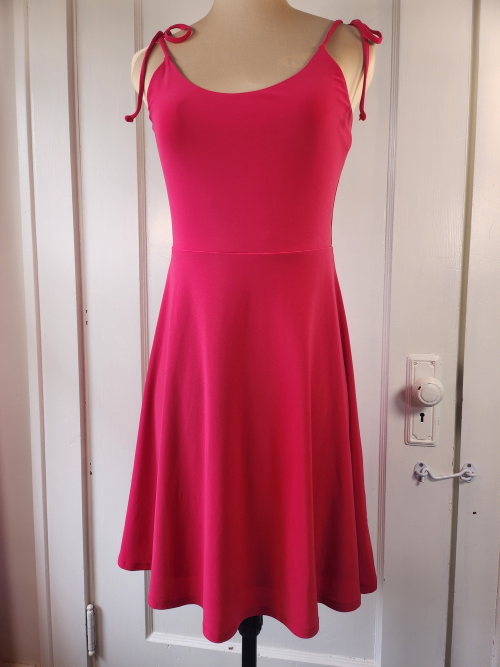 Express Fuchsia Tie-Shoulder Skater Mini Dress